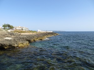 rocky coast at Can Pastilla on the Playa de Palma (Mallorca, Spain)